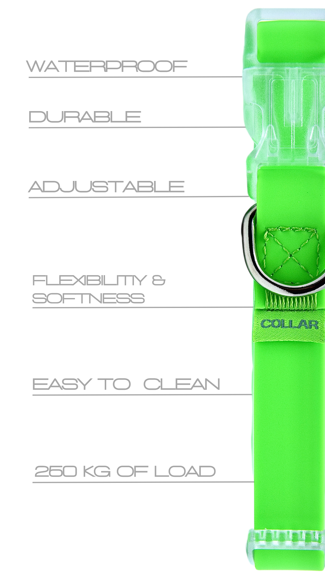 Waterafstotende halsband in neon groen, Duurzaam, aanpasbaar, sterk, makkelijk schoon te maken